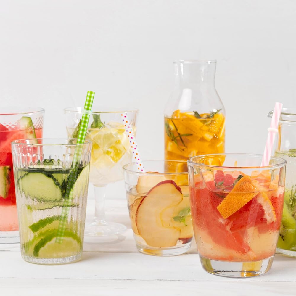 SUBANG 50 Pack Reusable Straws, BPA-Free, 9" Colorful Hard Plastic Stripe Drinking Straw for Mason Jar Tumbler, Family or Party Use with Cleaning Brush