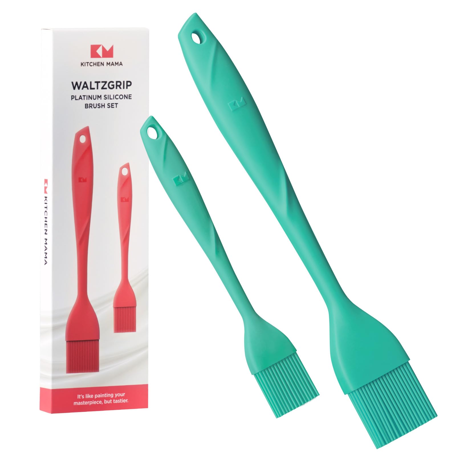 Kitchen Mama WaltzGrip Platinum Silicone Basting Pastry Brush, Teal