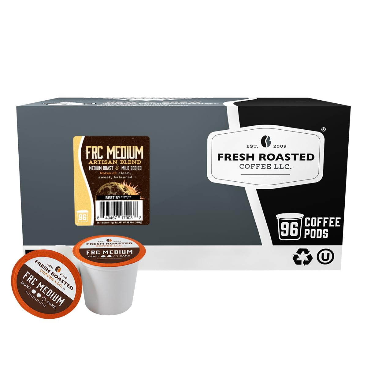 Fresh Roasted Coffee, Organic Bali Blue Moon K-Cup Pods for Keurig Brewers, Medium Roast, USDA Organic, Kosher, 24 Count (Pack of 3)