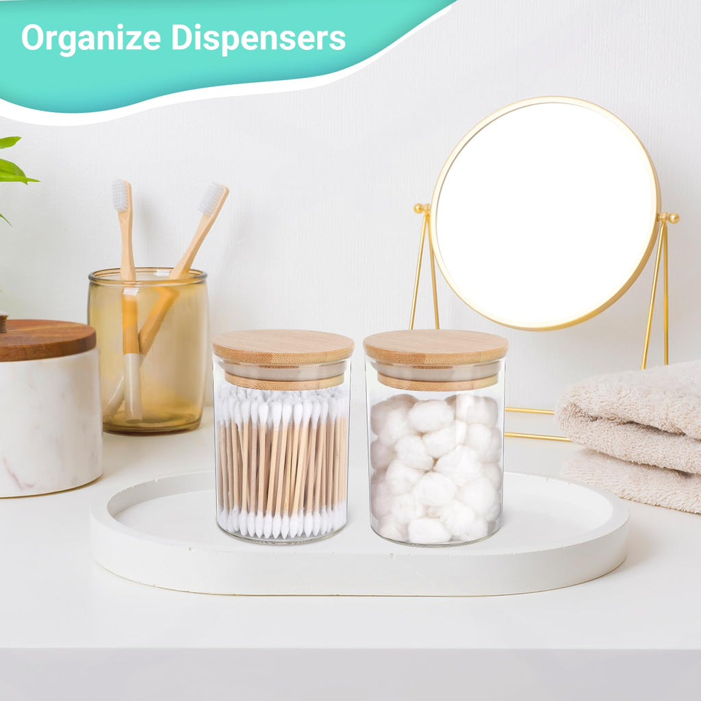 BKYFPQ 2 Pack Glass Qtip Holder Dispenser for Cotton Ball,Swab,Pads,Floss