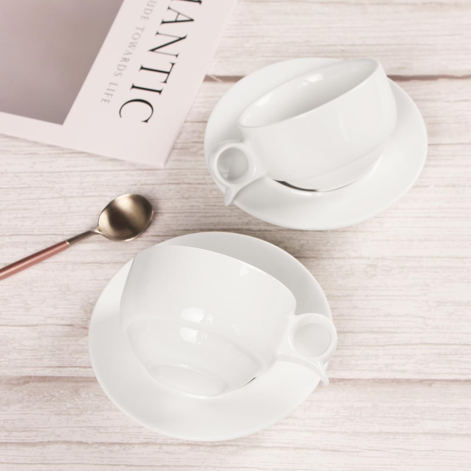 Jinsongdafa Italian Style Porcelain Espresso Cup Set - 4 Demi Tasse Cups, 4 oz Each
