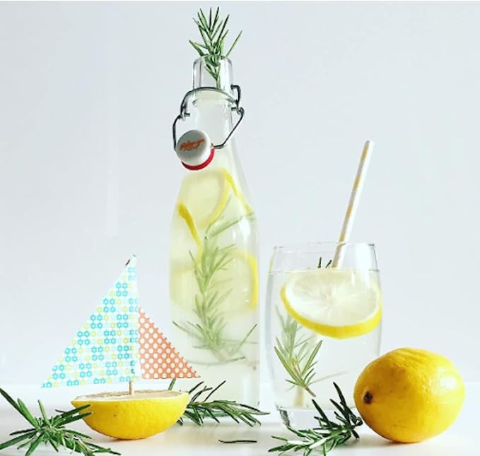 Le Parfait Pitchers | 32oz (Pack of 3) 1 Liter Glass Swing Top Milk Pitcher with Printed Logo & Airtight Swing Stopper | Glass Pitcher for Drinks, Smoothie, Preserving Juices & Salad Dressing