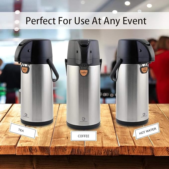 Airpot Coffee Dispenser Thermal with Pump,3L/102 Oz Insulated Stainless Steel Large Airpot Coffee Carafe Lever Action for Hot/Cold Water,Thermal Carafe for Hot Cocoa for Parties