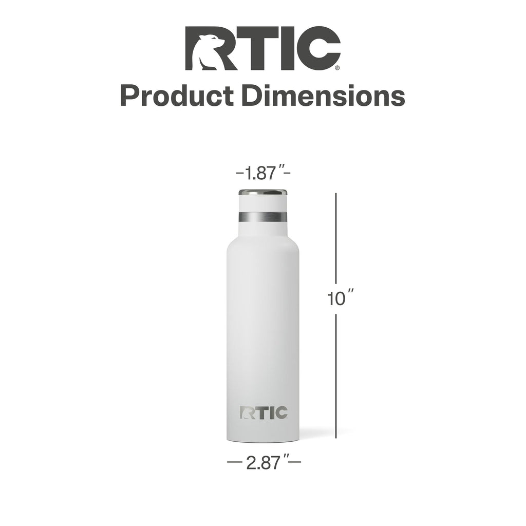 RTIC 20oz Journey Water Bottle, Ceramic Lined, White