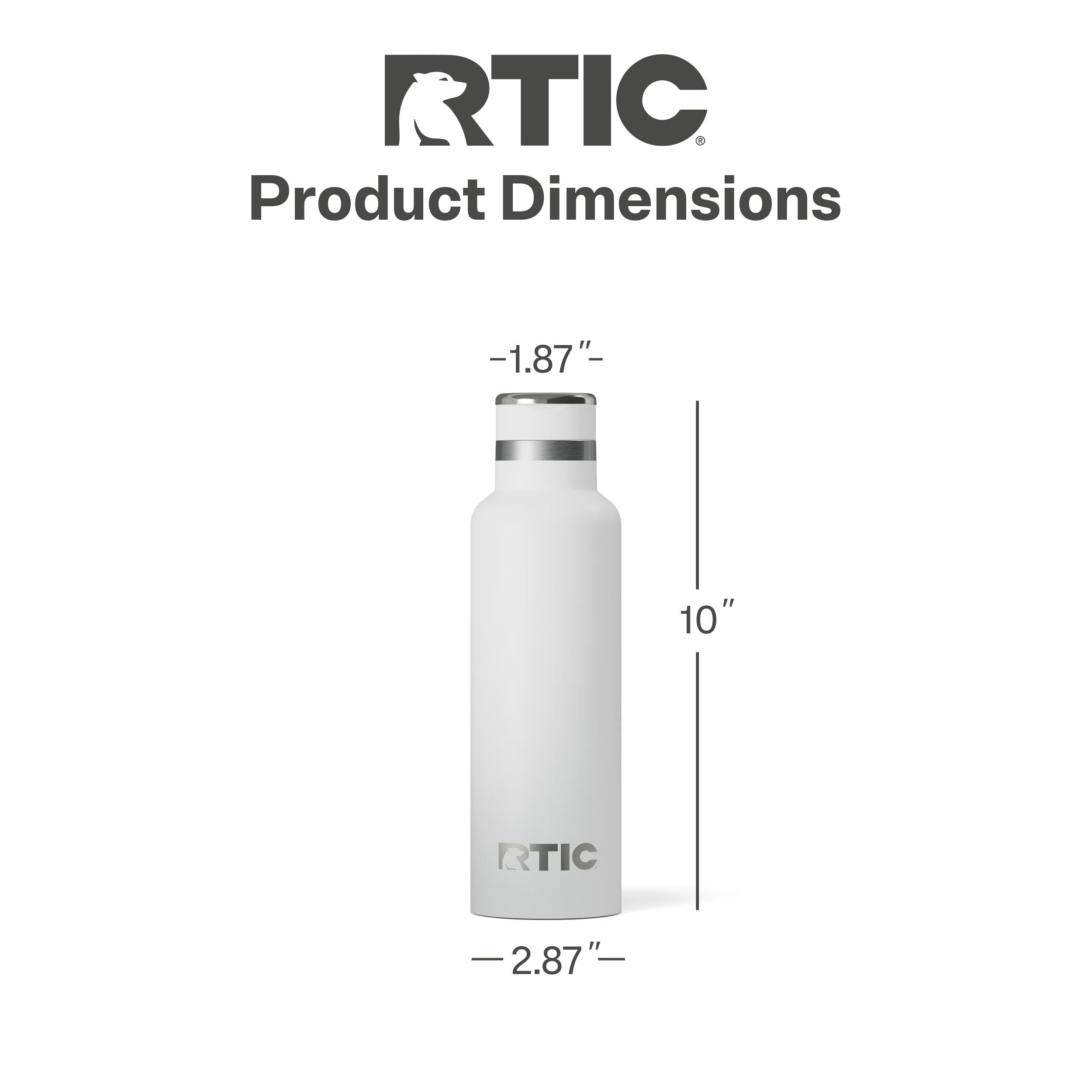 RTIC 20oz Journey Water Bottle, Ceramic Lined, White
