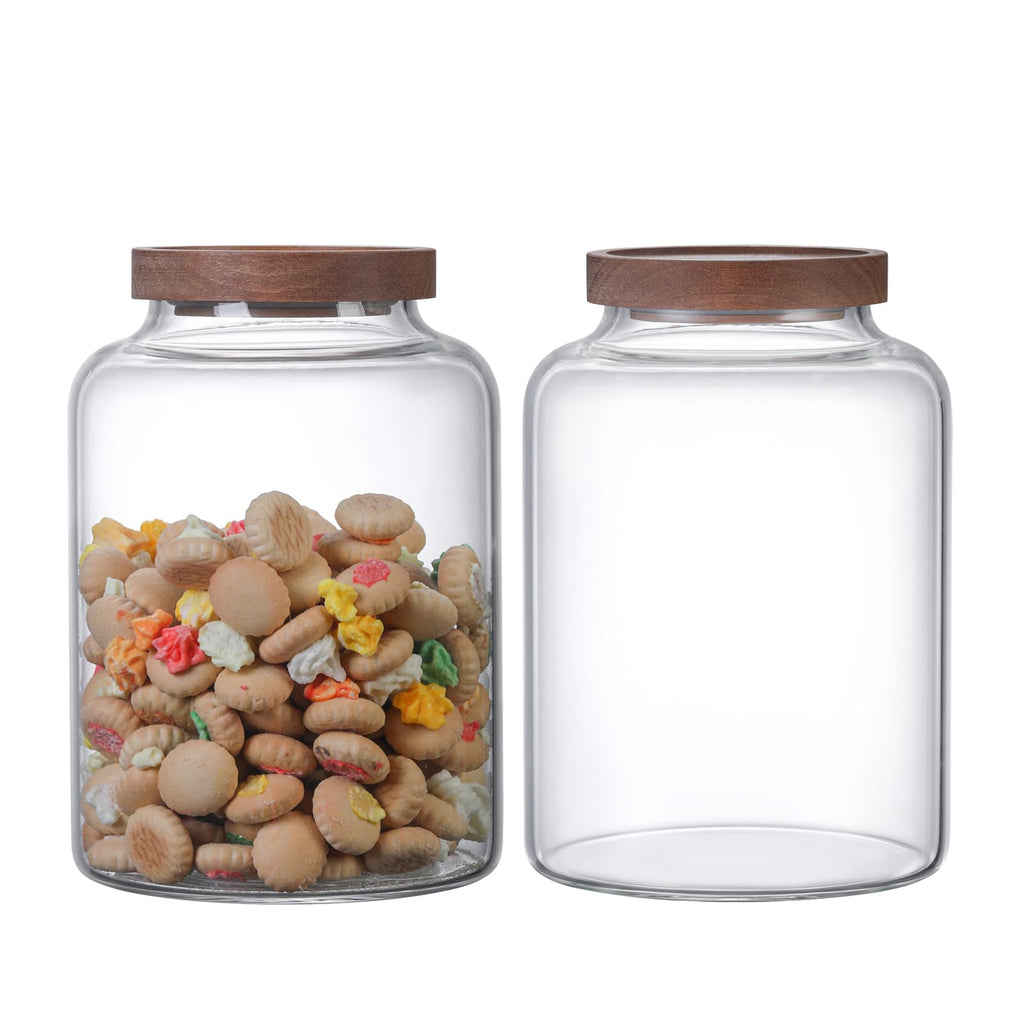 OULOVECO Large Glass Jar with Lid Set of 2, Glass Sugar Containers Kitchen Canisters Pantry Glass Food Storage Container for Candy Coffee Bean Cereal Flour Cookies (67oz(2000ml)-2 pack)