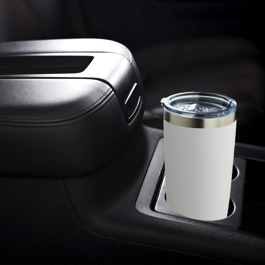 COMOOO 20oz White Tumbler Double Wall Vacuum Insulated Travel Mug Stainless Steel Coffee Mug with Lid and Straw Durable Powder Coated Insulated Coffee Cup for Cold & Hot Drinks (White,12 pack