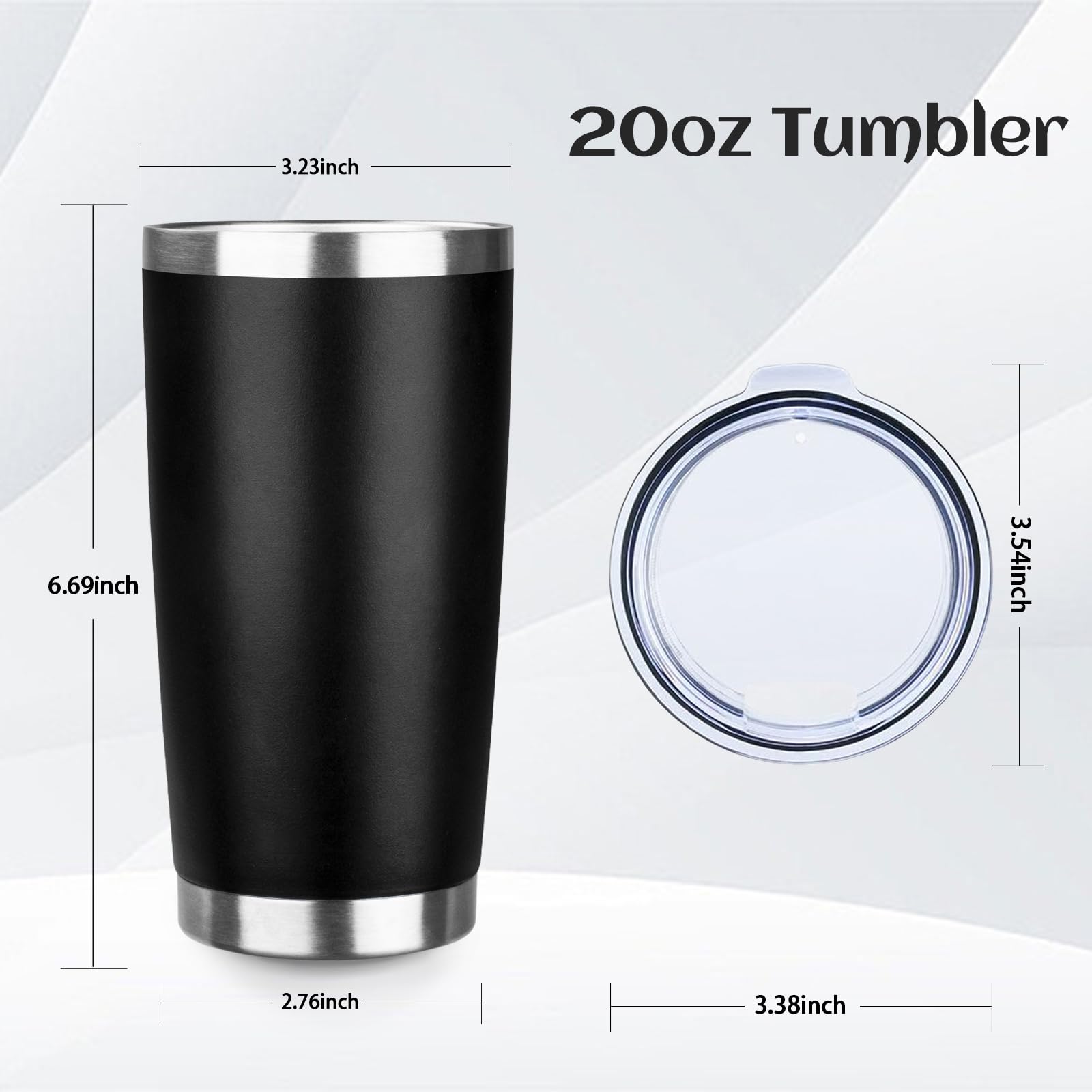 StarSpeed 6 Pack 20oz Stainless Steel Travel Coffee Tumbler,Black
