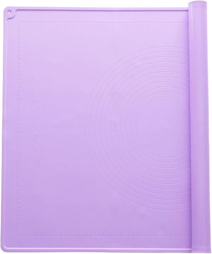 uxcell Silicone Pastry Mat, 31.5" x 23.6" Silicone Baking Mat with Measurements, Non-Stick Dough Rolling Mat for Making Pastry Cookies Bread Pizza Purple