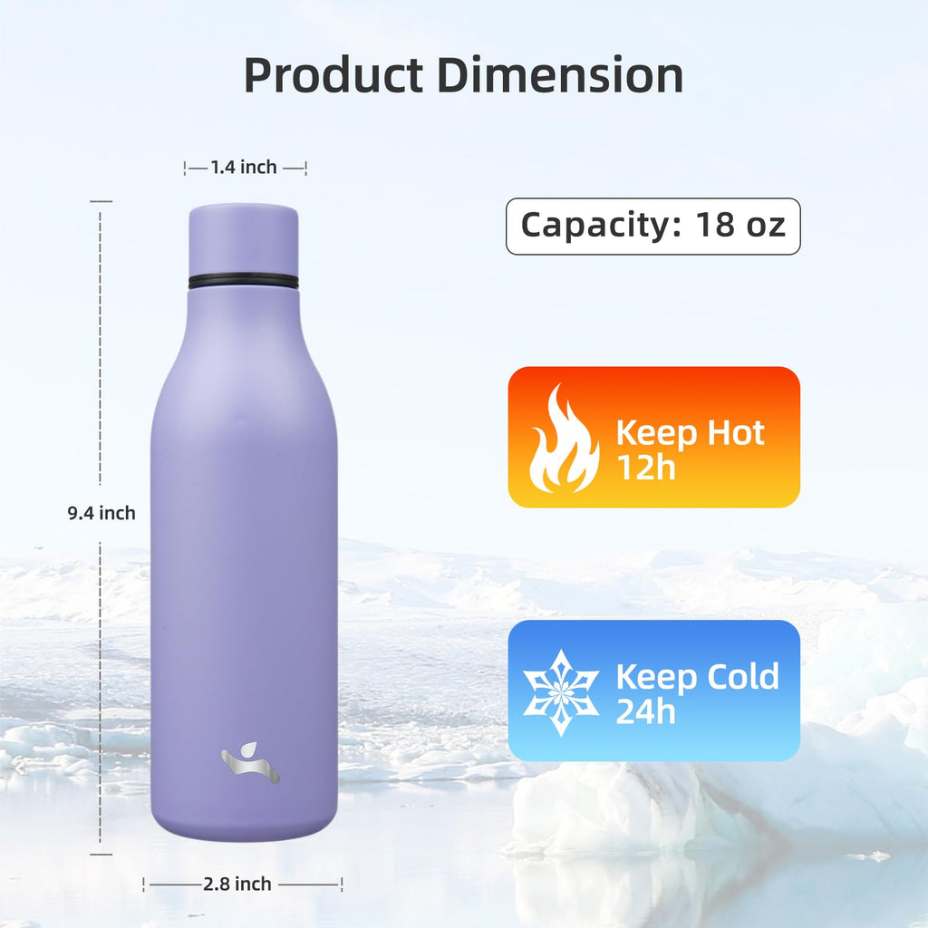 Konokyo 18 oz Insulated Stainless Steel Metal Water Bottle with Strap