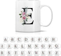 Retreez Initial A-Z Floral Botanical Bouquet Alphabet Monogrammed Monogram Mug 11 Oz Ceramic Tea Coffee Mugs - Appreciation Thank You Wedding Birthday Gifts for her friend coworker sister - E Initial