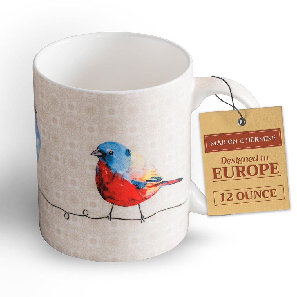 Maison d' Hermine Coffee Mug with Handles Tea Cups (12 Ounce, Pack of 1)