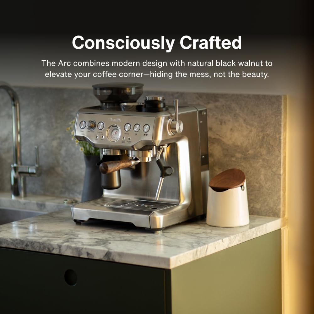 CREMA Coffee Products Arc Knock Box | Holds 12–16 Espresso Pucks | Durable Stain Resistant Build with Non Slip Base | Easy Clean Up Moisture Control | White Base & White Plastic Lid