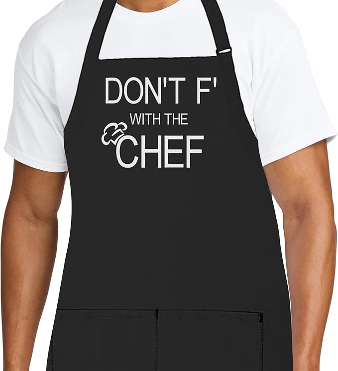 Personalized Chef Apron for Men, Custom Embroidered Design, Professional Kitchen Cooking BBQ Grilling for Dad, Decorated in USA