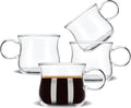 BOILMERIT Espresso Cups Set of 4, 5 oz Small Shot Glasses with Handle, Clear Demitasse Mugs for Double Espresso or Tea, Coffee Machine Accessories