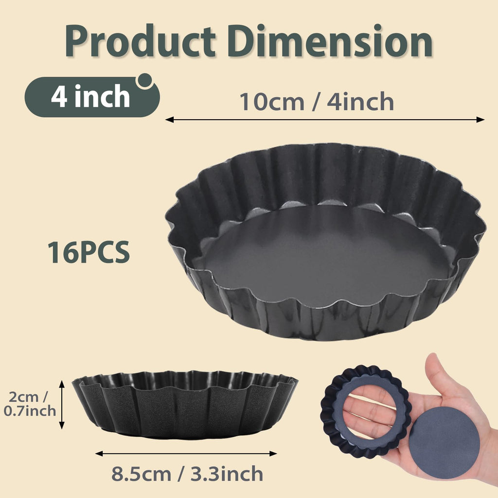 Mini Tart Pans Removable Bottom: Nonstick 4 Inch Quiche Pan Fluted Edge