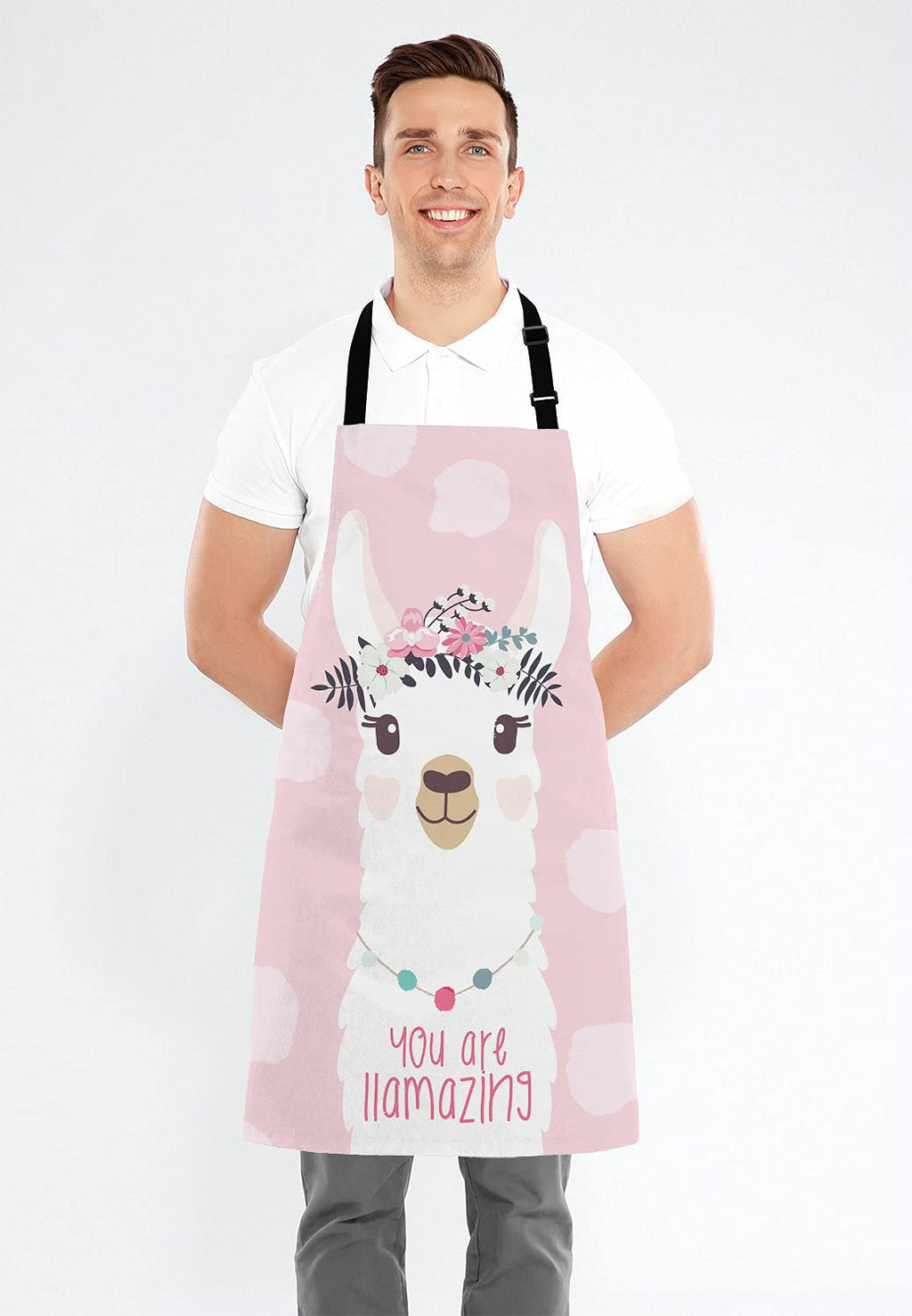 Lefolen Llama with fun quote You are llamazing Bib Apron with Adjustable Neck for Men Women,Suitable for Home Kitchen Cooking Waitress Chef Grill Bistro Baking Apron