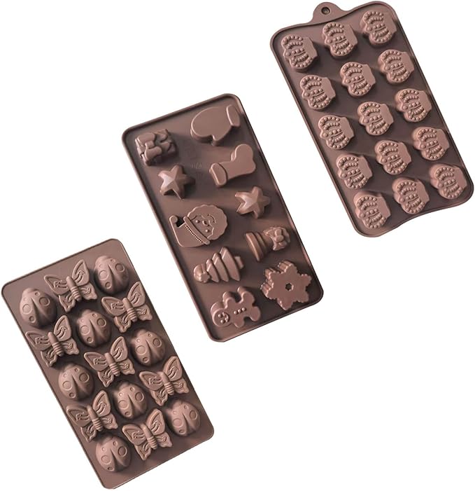 La chat 2 Packs Silicone Molds for Chocolate, Food Grade no-stick Baking, candy and butter Mold with different shape (2 packs chocolate bar)