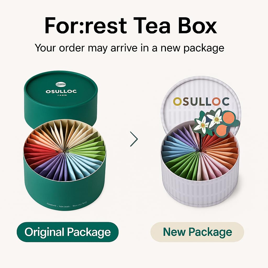 OSULLOC For:rest Tea Box (36 Count, 6 Types x 6ea,) Exquisite & Unique Gift idea For Tea Lover, Variety Gift Box Sampler, 6 Unique Blended tea from Jeju Island