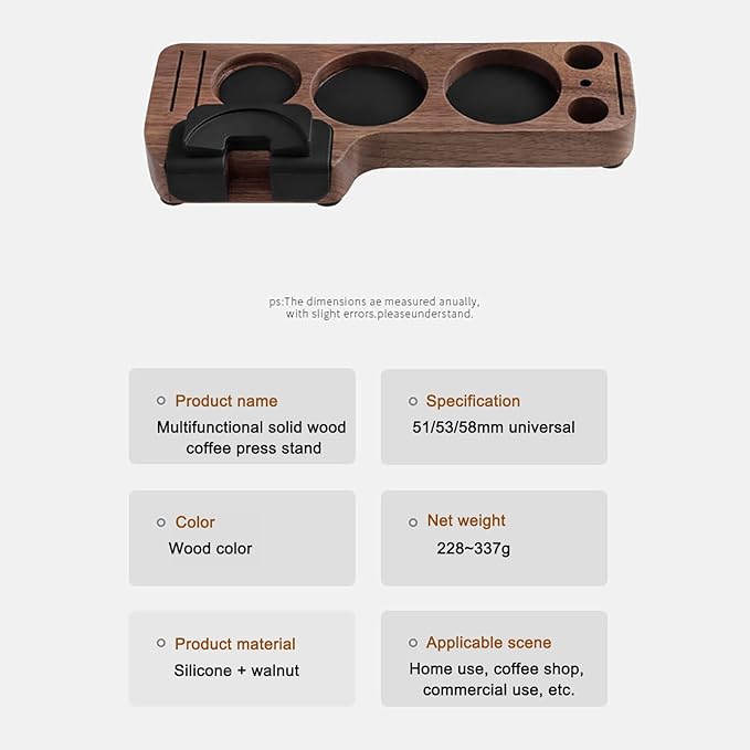 Joyeee Wooden Espresso Tamping Station, Portafilter Tamping Stand Espresso Coffee Organizer Box Fit for Storage 51, 53, 58MM Espresso Tamper Mat Portafilter Holder, (Accessories not included)