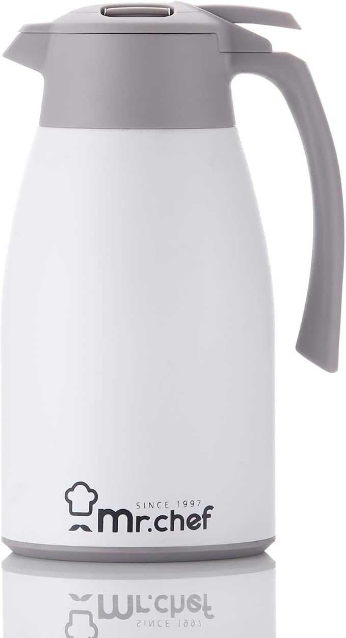 SINCE 1997 MR.CHEF 68Oz Thermal Coffee Carafe, Insulated Stainless Steel Coffee Carafes for Keeping Hot/Double Walled Vacuum Coffee Carafe (Black, 2L)