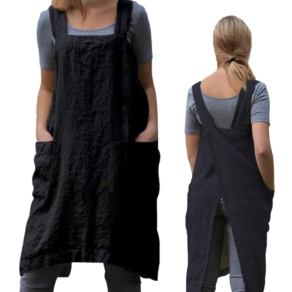 ZQFFB Pinafore Cross Back Apron for Women with Pockets