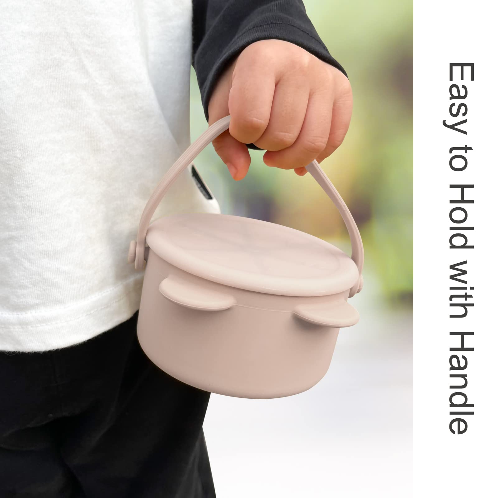 Dilovely Silicone Snack Cups for Toddlers, Toddler Snack Containers, Baby Treat Catcher with DustProof Lid 2 Pack Dishwasher Safe and BPA Free 9 Oz