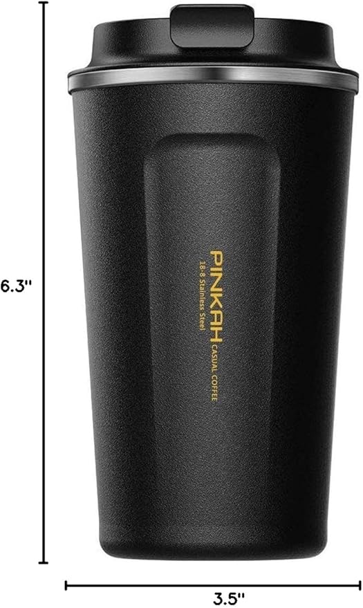 17OZ Stainless Steel Coffee Travel Mug, Double Walled Insulated Vacuum Tumbler Cup, Powder Coated Thermal with Lid for Hot and Cold Coffee Tea