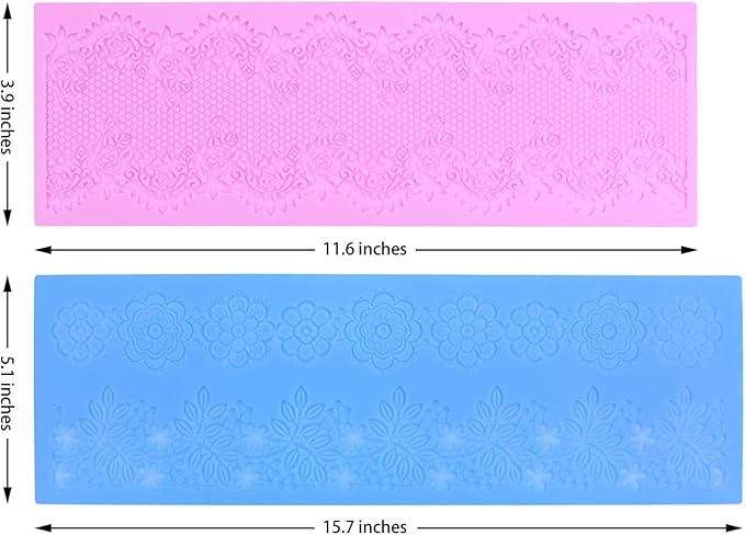 Embossing Lace Fondant Mold, Multi Circle Flowers Lace Mat Wedding, Silicone Molds for Cake Decorating Tool, Cake Lace Molds Set of 2