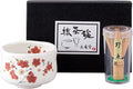 Japanese Traditional Mino Ware Handcrafted Mini Matcha Chawan Tea Bowl Cup Set With Chasen Bamboo Tea Whisk Ceremony Tableware Pottery (Kohiki Ume)