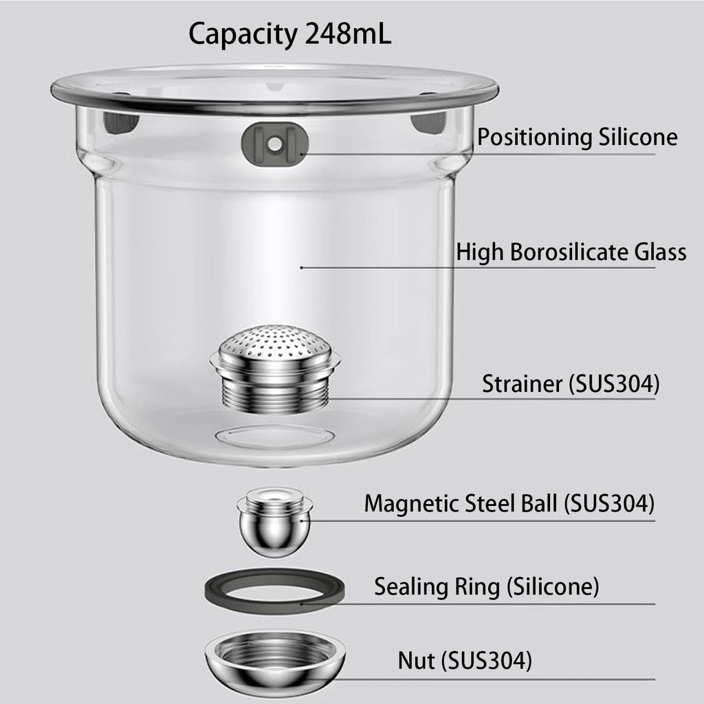800ML/27OZ Witchcraft Magic Glass Teapot with Infuser Strainer and Lid for Loose Leaf Tea Herbal, Magnetic Water Separation Tea Maker Kettle Clear Tea Pot (Without Cups)