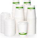 ECOLipak 100 Count 16 oz Compostable Paper Coffee Cups with CPLA Lid