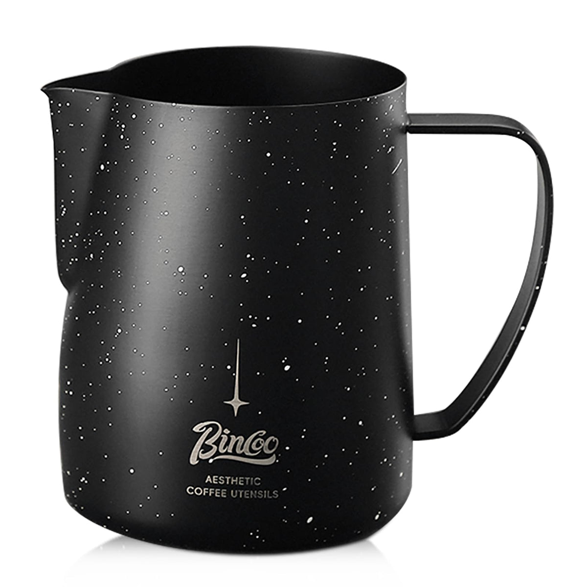 Bincoo Star Milk Frothing Pitcher 21oz/600ml,Espresso Steaming Pitcher,Espresso Machine Accessories,Milk Frother cup,Milk Coffee Cappuccino Latte Art for Home Coffee Bar(Black 20oz)