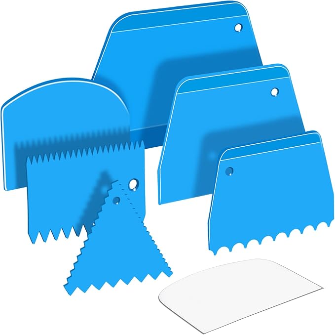 Teenitor Cake Scraper Cake Smoother, 7 Pcs Cake Tools Icing Scraper Cake Scraper Smoother Cake Icing Smoother Tool For Cake Decorating