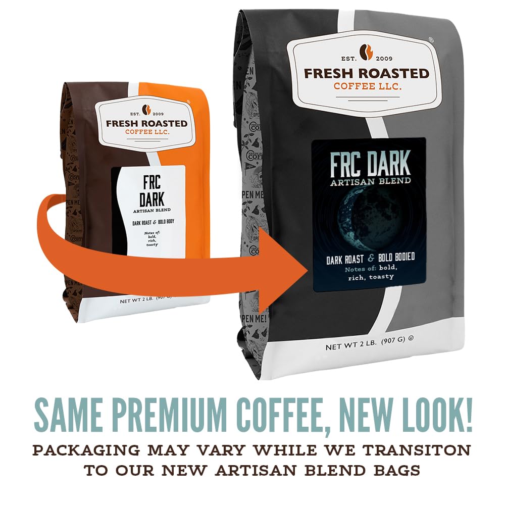 Fresh Roasted Coffee, FRC Dark Roast Blend Drip Ground Coffee, Dark Roast, Kosher, 2 lb (32 oz)