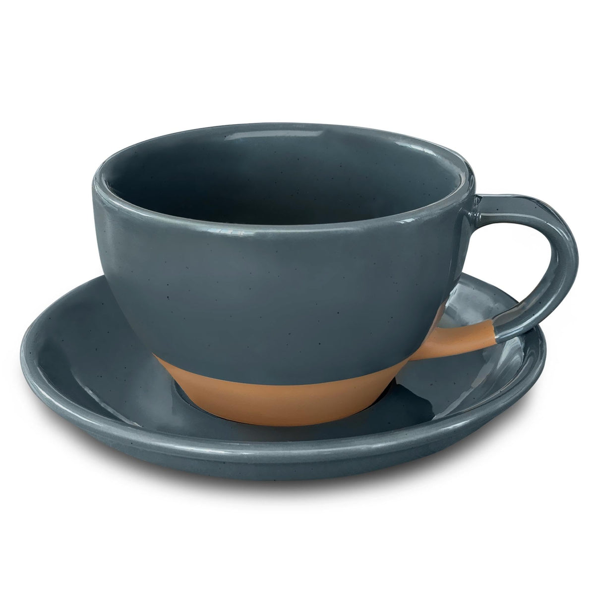 MORA Ceramic Latte Art Mug With Saucer - 10.5 oz, Round Bottom For Perfect Pours - Cafe Cups for Cappuccino, Espresso, Coffee, Tea etc - Porcelain Set for Baristas, Great Gift - Earl Grey