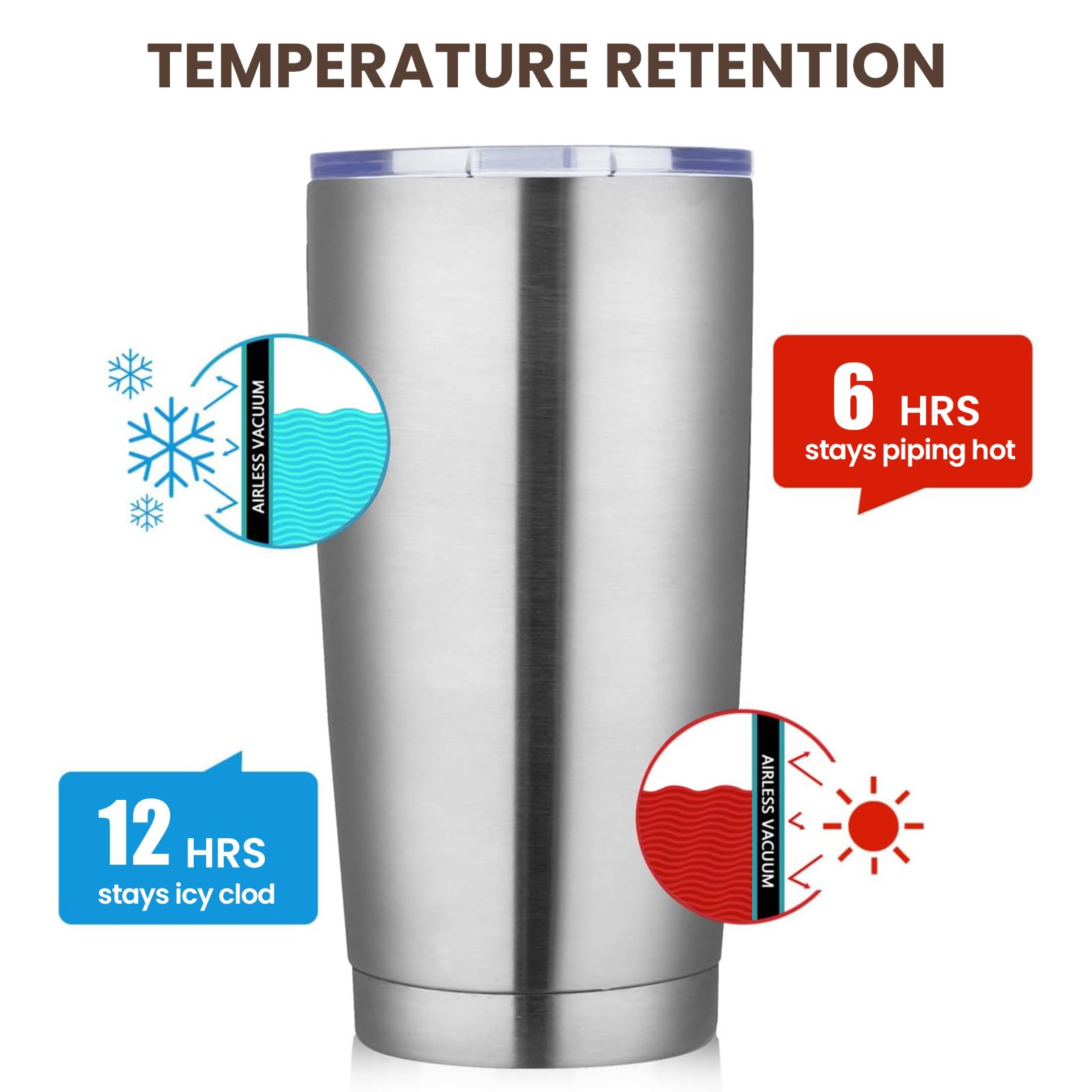 MEWAY 20oz Tumbler 12 Pack Double Wall Vacuum Insulated Travel Mug Bulk, Stainless Steel Tumblers with Lid and Straw, Durable Powder Coated Coffee Cups for Cold & Hot Drinks (Silver, 12)