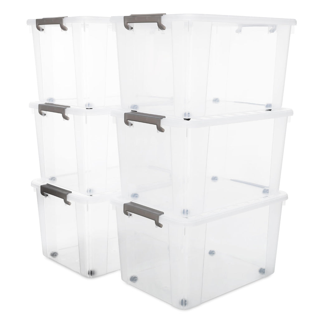 Citylife 6 Packs 32 QT Plastic Storage Bins with Lids Large Stackable Storage Containers for Organizing Clear Storage Box for Garage, Closet, Kitchen
