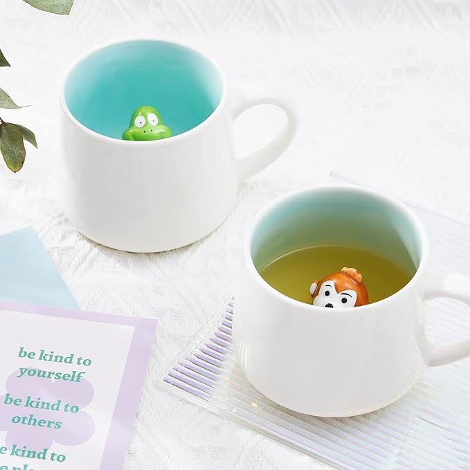 Horse Ceramic Cup Hidden 3D Animal Inside Mug,12 oz Cute Cartoon Handmade Figurine Mugs,Christmas Birthday Surprise for Friends Family or Kids (Horse)