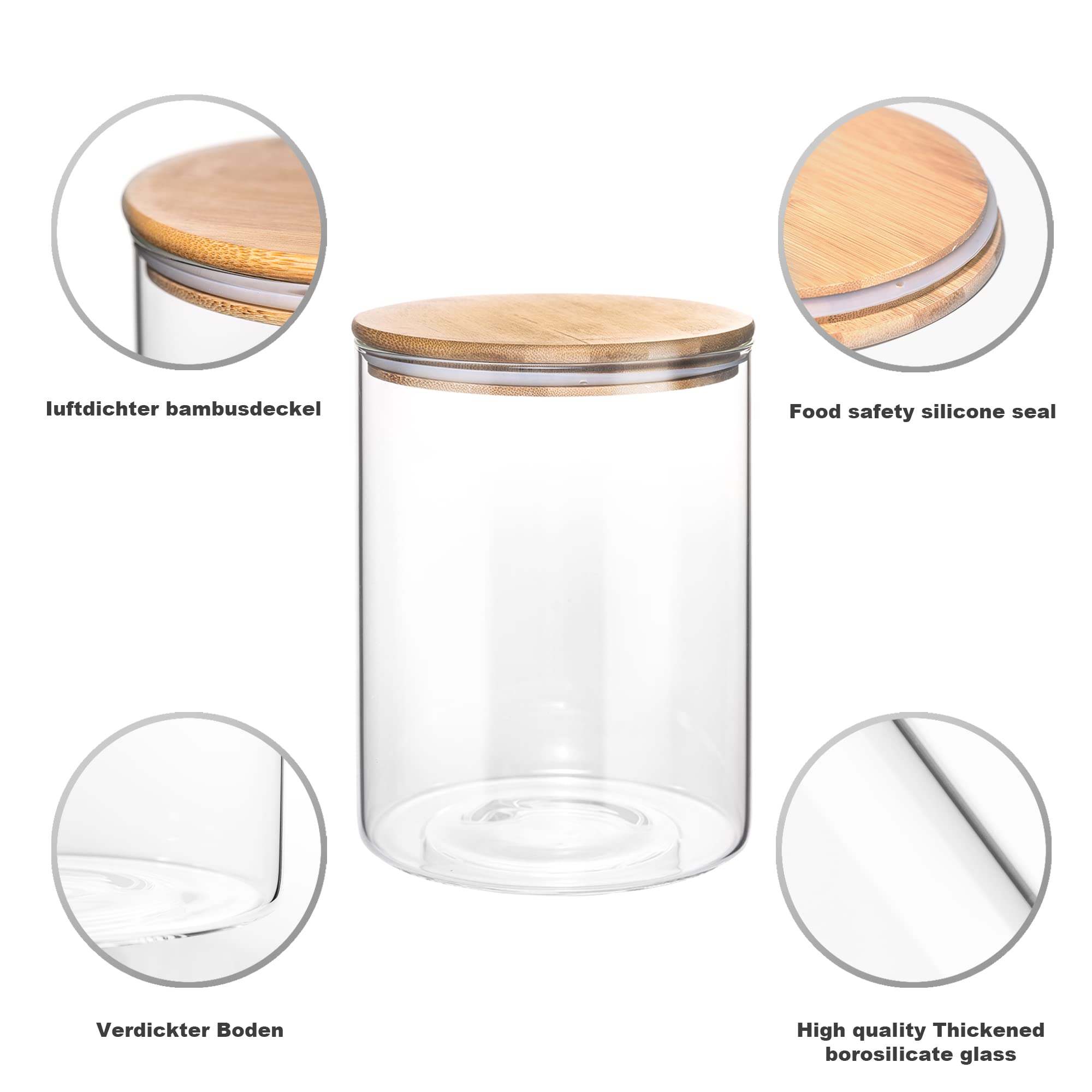 YUNCANG Glass Storage Jars,2 PACK -108oz/3200ml Clear Glass Food Storage Containers with Airtight Bamboo Lid Stackable Kitchen Canisters for Candy,Cookie,Rice,Sugar,Flour,Pasta,Nuts and Spice Jars