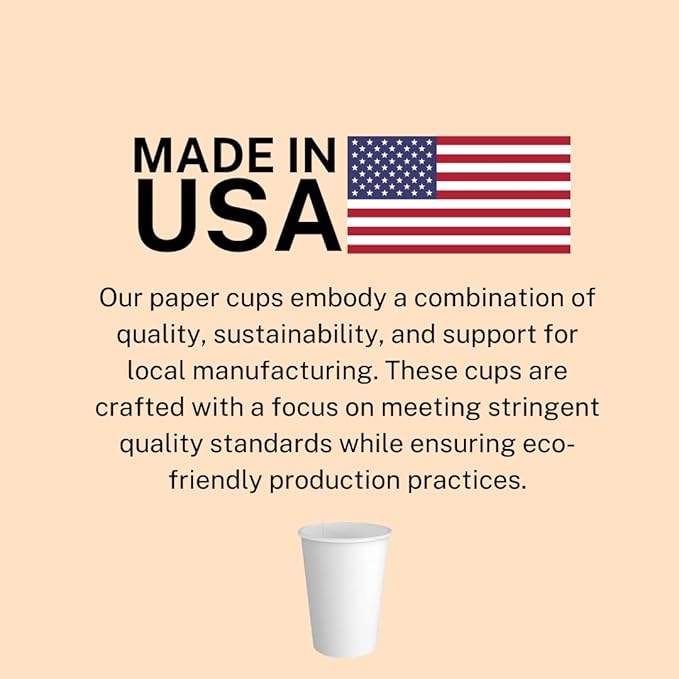 Paper Cups 16 oz 1000 Pack for Coffee & Tea Made in USA | Bulk 1000 Count for Home, Office, Restaurants & Parties | Recyclable Disposable 16 Ounce To-Go Cups for Hot Drinks
