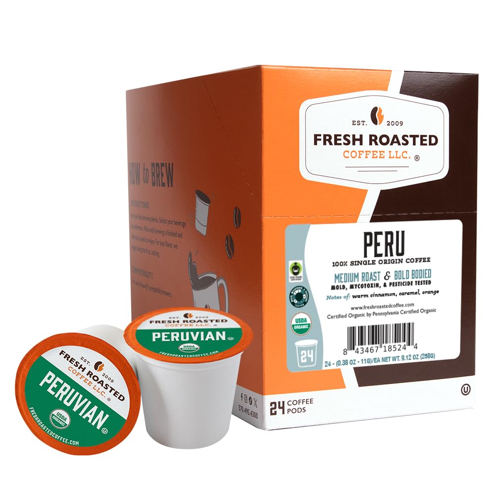 Fresh Roasted Coffee, Organic Bali Blue Moon K-Cup Pods for Keurig Brewers, Medium Roast, USDA Organic, Kosher, 24 Count (Pack of 3)