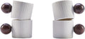 Ceramic Mini Espresso Cups Demitasse Cups with Round Wooden Handle Vertical Stripes Tea Cups (white, 4pcs)