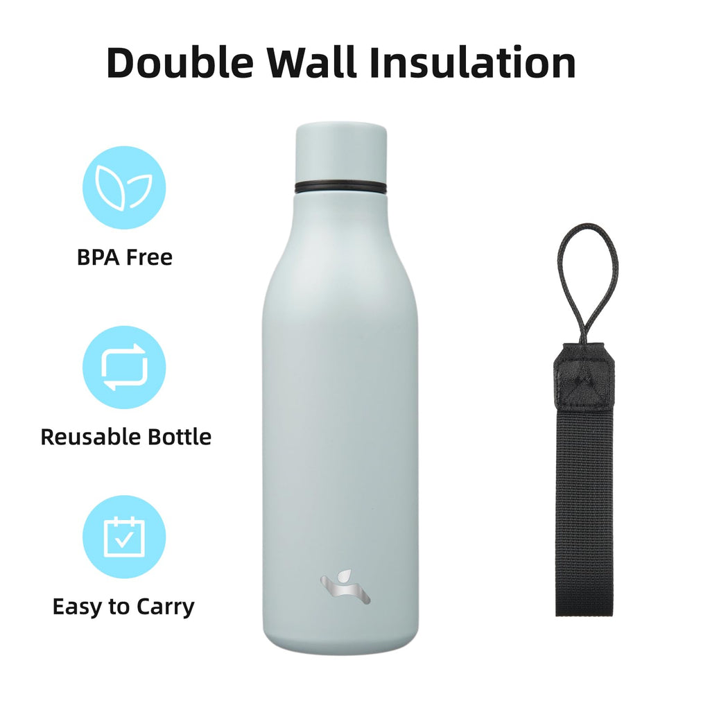Konokyo 18 oz Insulated Stainless Steel Metal Water Bottle with Strap