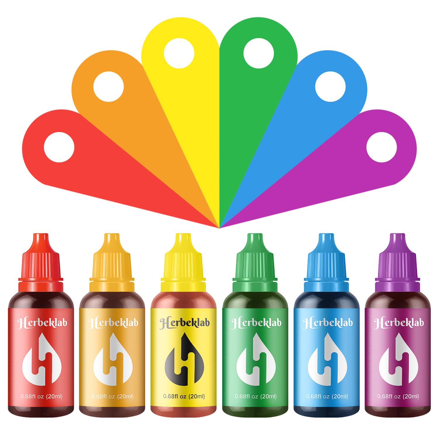 Food Coloring Liquid - 6 Colors x 20 ml Water-Based Concentrated Food Dye for Slime, Baking, Icing, Cake Decorating & Easter Eggs