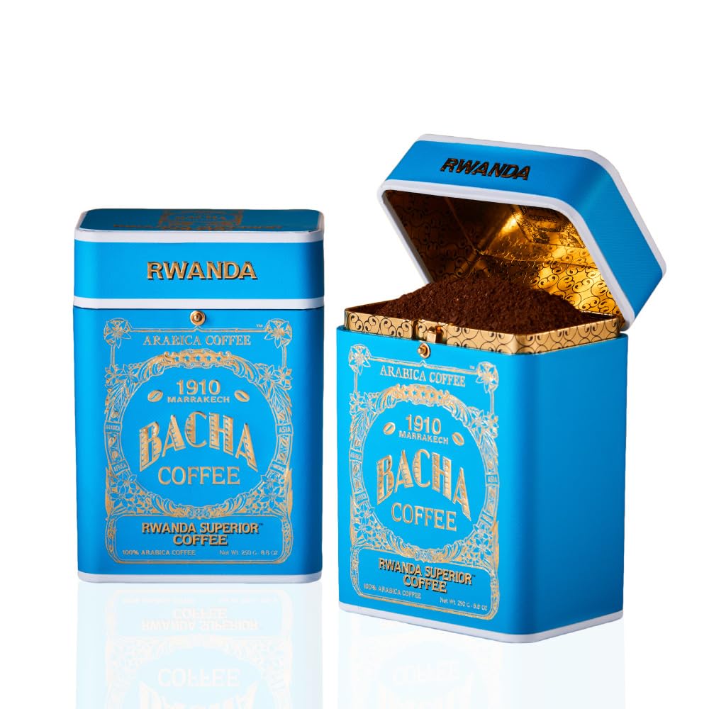 Bacha Coffee | Rwanda Superior Single Origin, Ground Beans, Medium Dark Roast, 100% Arabica Specialty Coffee, 250g Signature Nomad Collection, Gift Box