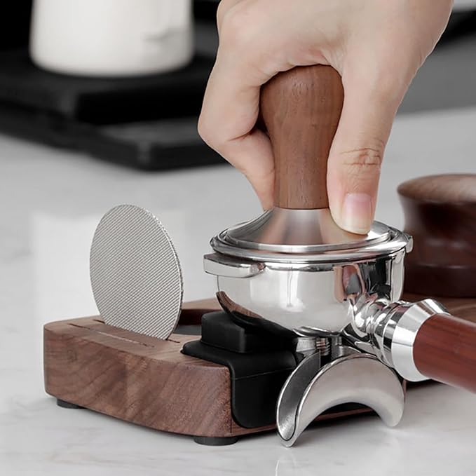 Joyeee Wooden Espresso Tamping Station, Portafilter Tamping Stand Espresso Coffee Organizer Box Fit for Storage 51, 53, 58MM Espresso Tamper Mat Portafilter Holder, (Accessories not included)