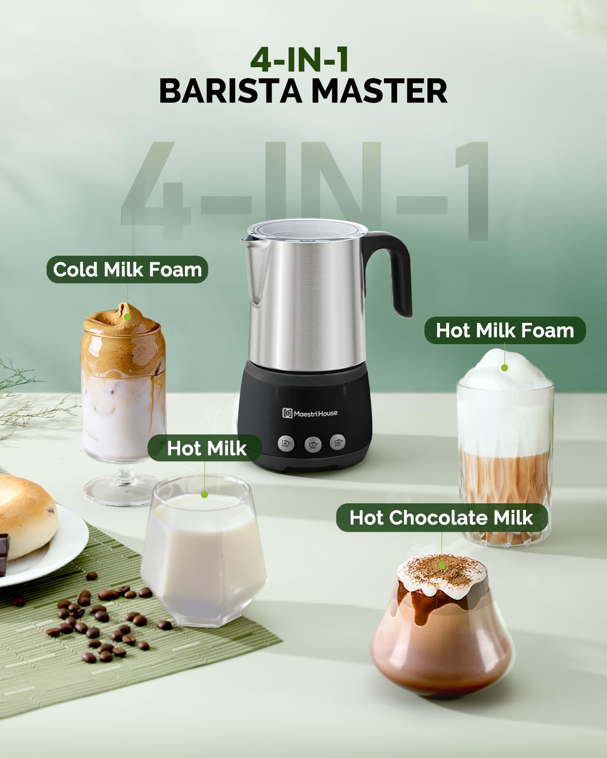 Maestri House 16.9OZDualFro 400 Electric Milk Steamer and Frother