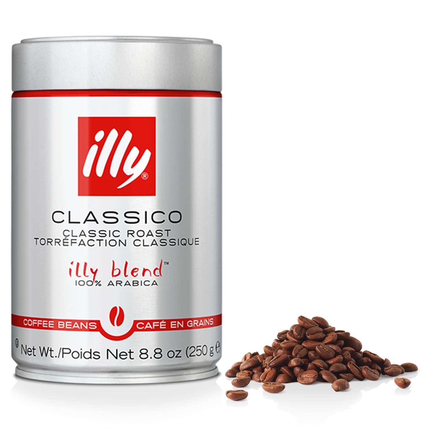 illy Whole Bean Coffee, Classico Medium Roast, 8.8oz, 12 Pack