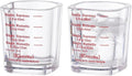 BCnmviku 2 PACK Red line Square Cup Espresso Shot Glasses Measuring Cup Liquid Heavy Glass for Baristas 2oz for Single Shot of Ristrettos